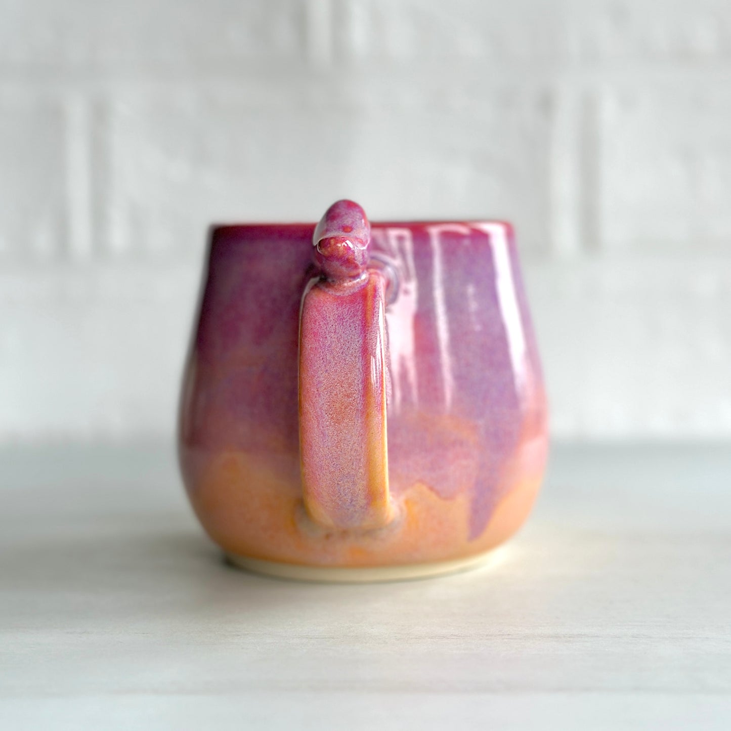 Zen Bird Mug, Glazed in Raspberry Peach Smoothie