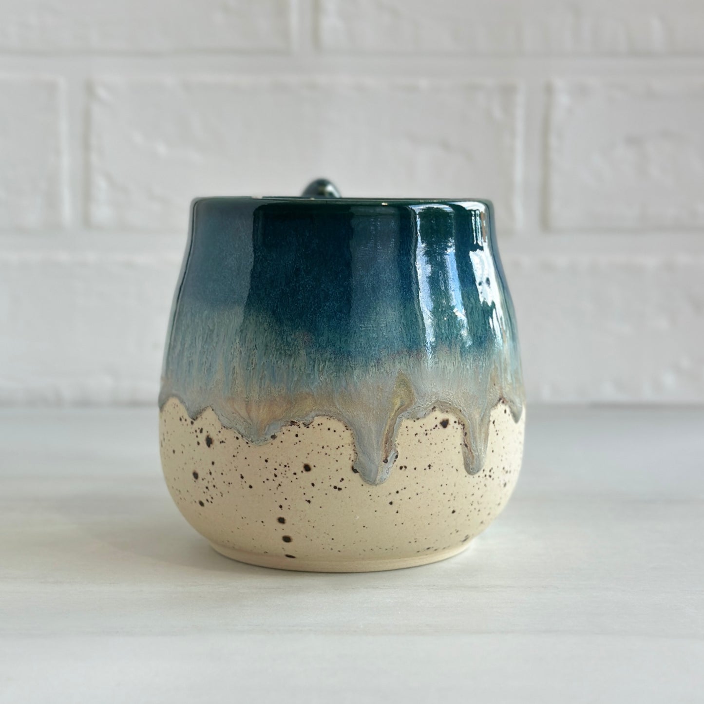 No.14 Zen Bird Mug, Sand & Sea in Deep Ocean Blue, 14oz
