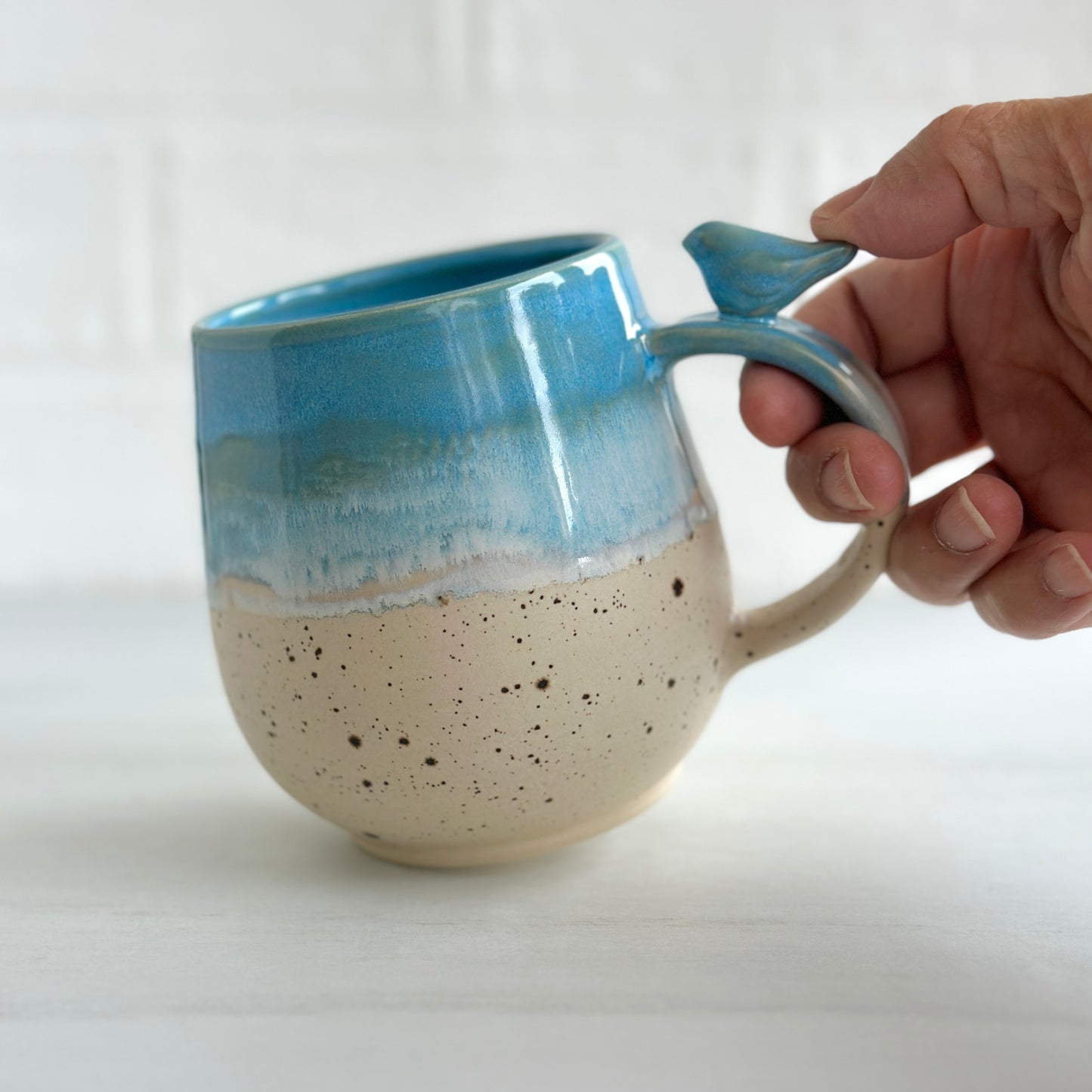 Zen Bird Mug, Sand & Sea in Summer Beach, 16oz #16
