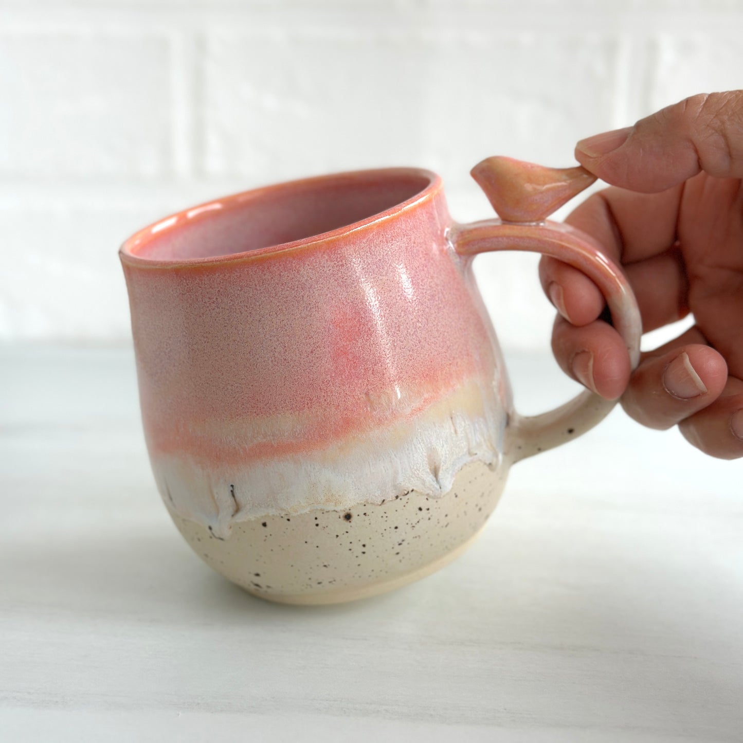 Zen Bird Mug, Sand & Sea in Sunrise Peach Orange, 15oz #20