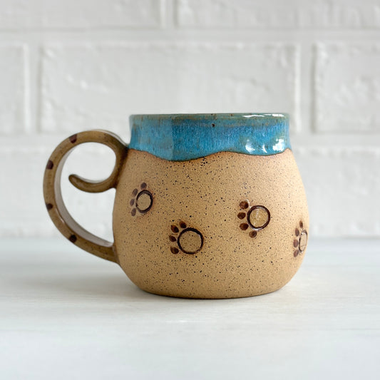 Sleepy Cat Mug, Stripe Kitty, Light Blue #4