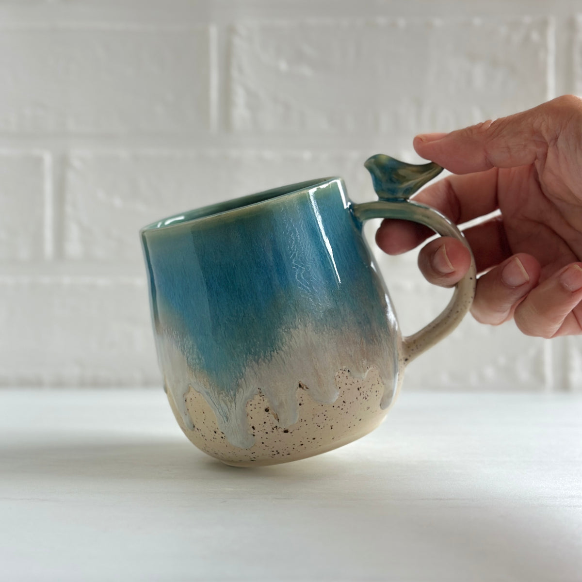 Zen Bird Mug, Sand & Sea in Ocean Blue #15