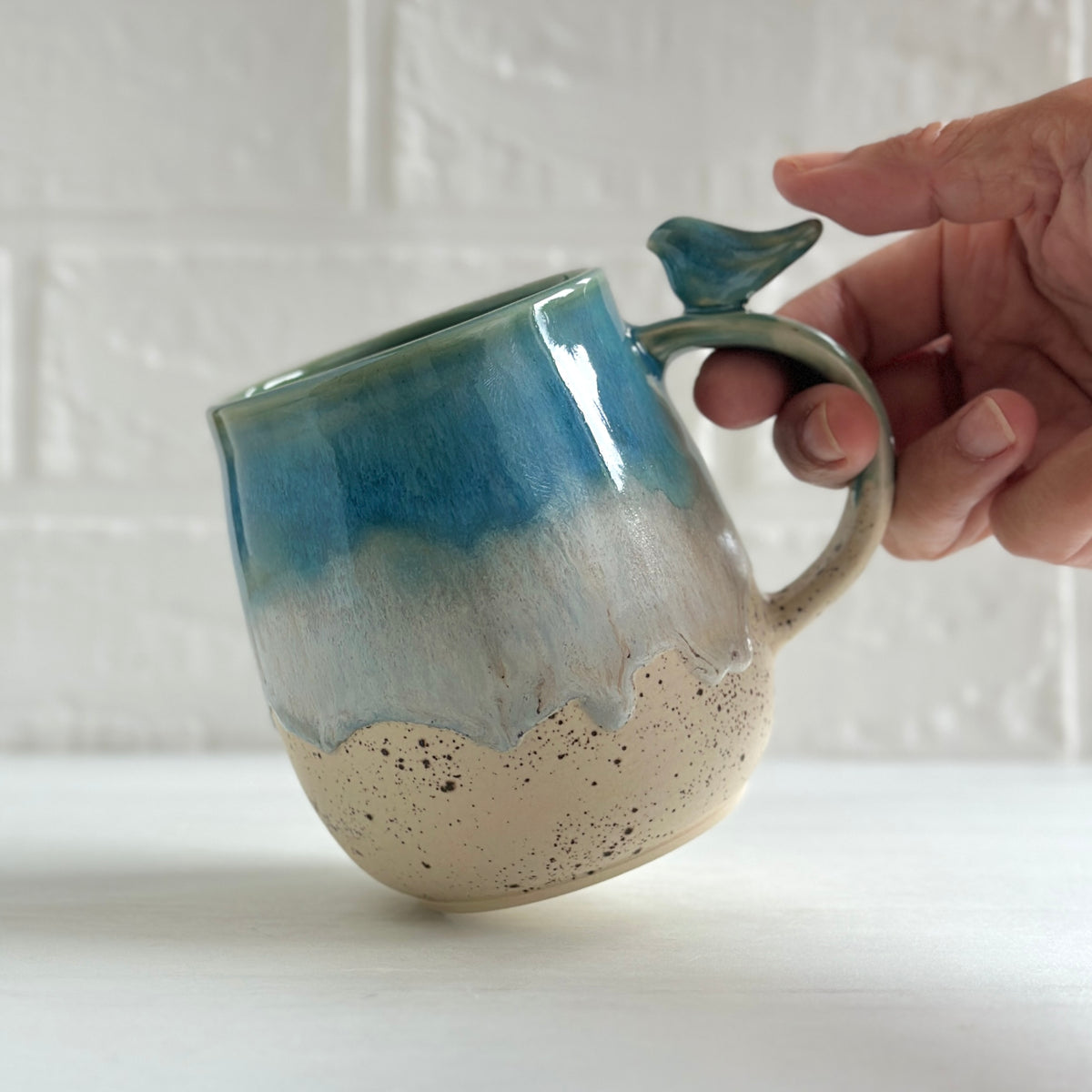 Zen Bird Mug, Sand & Sea in Ocean Blue #16