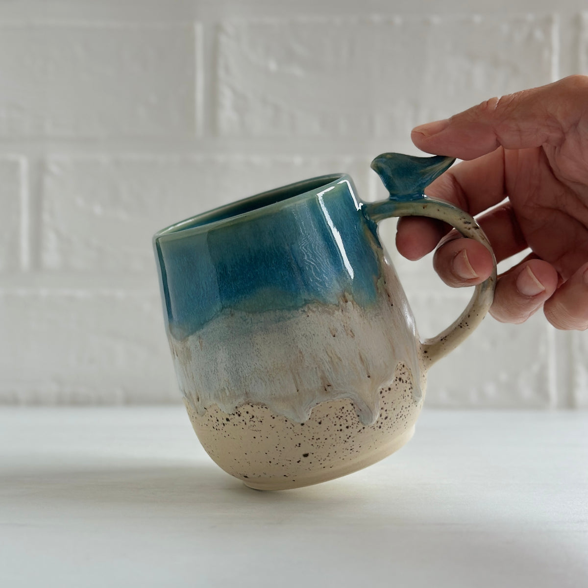 Zen Bird Mug, Sand & Sea in Ocean Blue #17