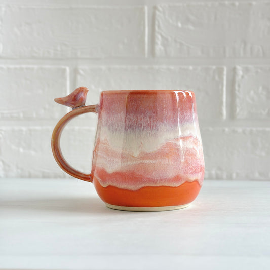 Zen Bird Mug, Tropical Sunset Orange #23