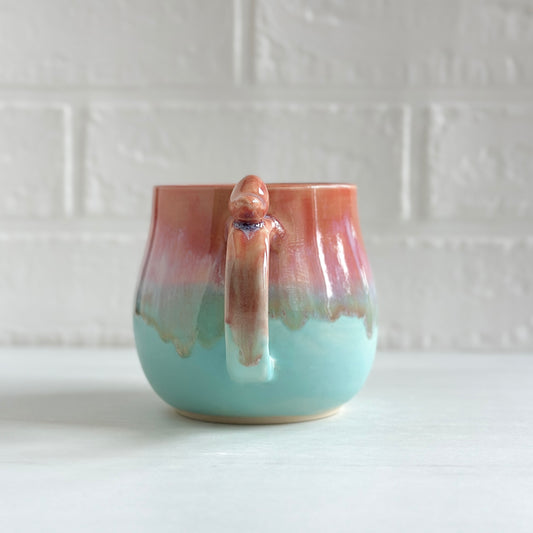 Zen Bird Mug, Orange and Mint #24