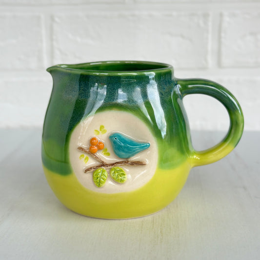 Small Pitcher 16oz, Tiny Bird Sculpture