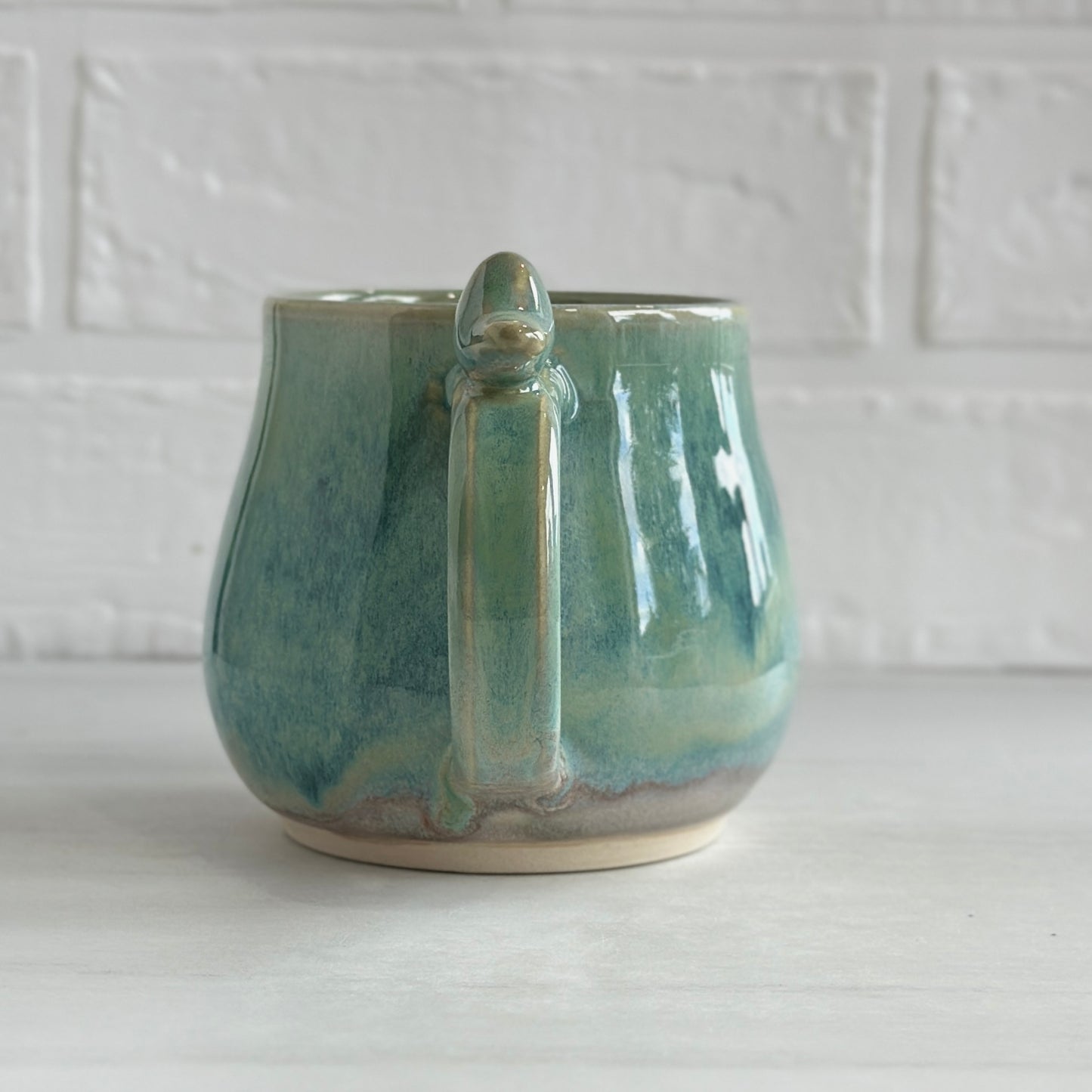 No.8 Zen Bird Mug, Glazed in Foggy Lake Green, 14oz