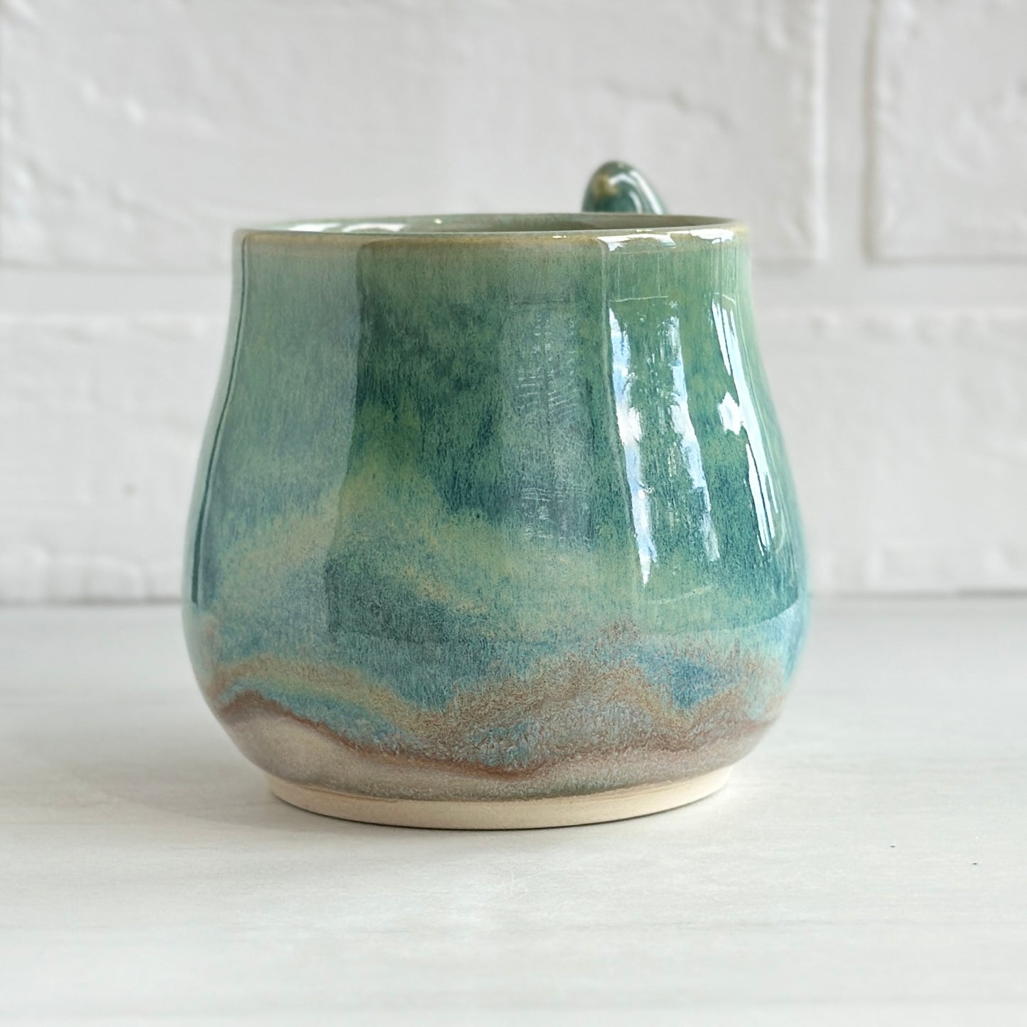 No.8 Zen Bird Mug, Glazed in Foggy Lake Green, 14oz