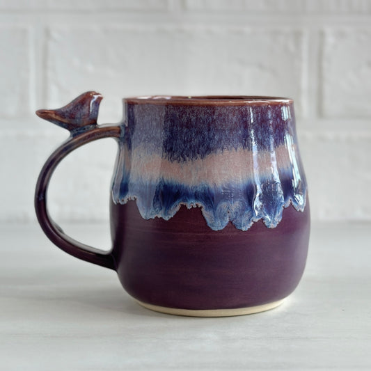 No.9 Zen Bird Mug, Northwest Purple Berries, 14oz
