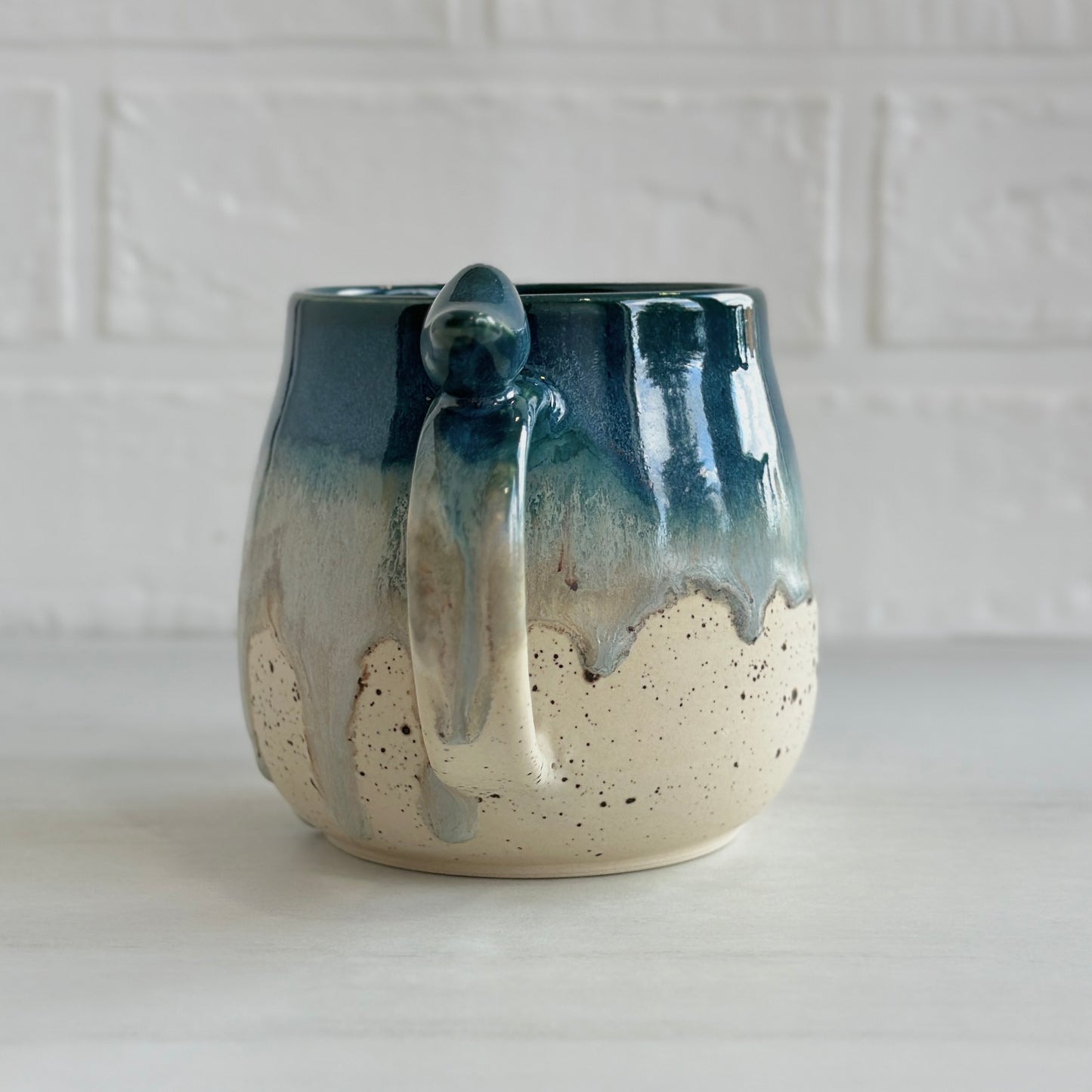 No.14 Zen Bird Mug,  Sand & Sea in Deep Ocean Blue, 14oz