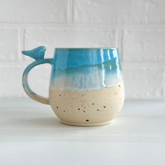 Zen Bird Mug,  Sand & Sea in Summer Beach, 16oz #14