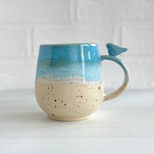 Zen Bird Mug,  Sand & Sea in Summer Beach, 16oz #16