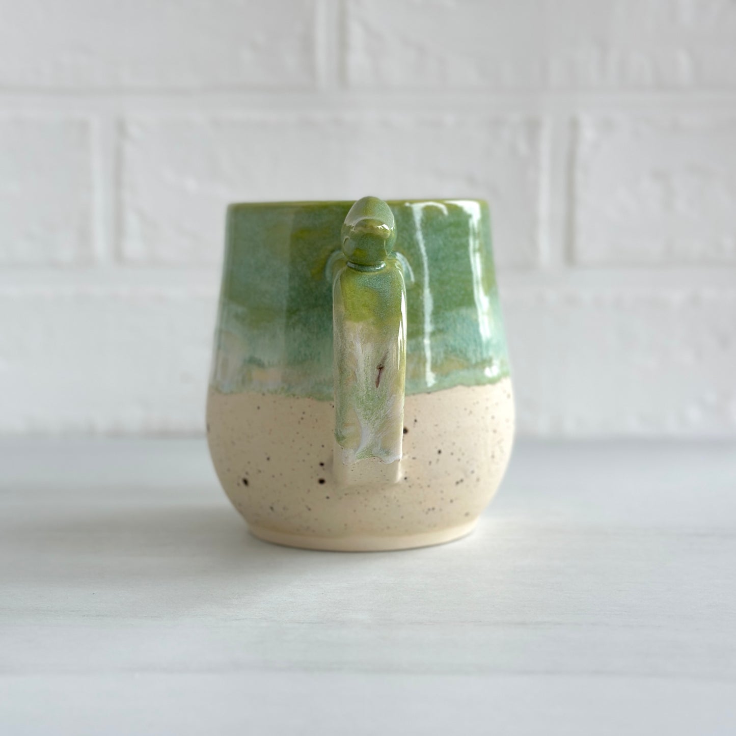 Zen Bird Mug,  Sand & Sea in Sea Green, 15oz