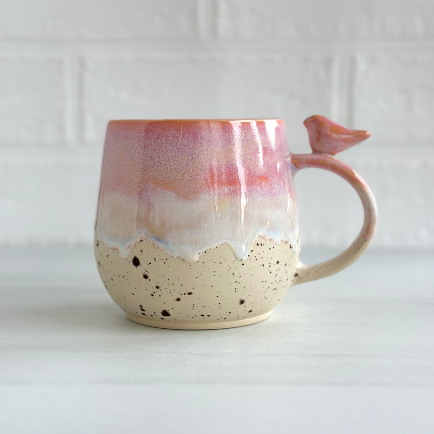 Zen Bird Mug,  Sand & Sea in Sunrise Peach Orange, 15oz #19