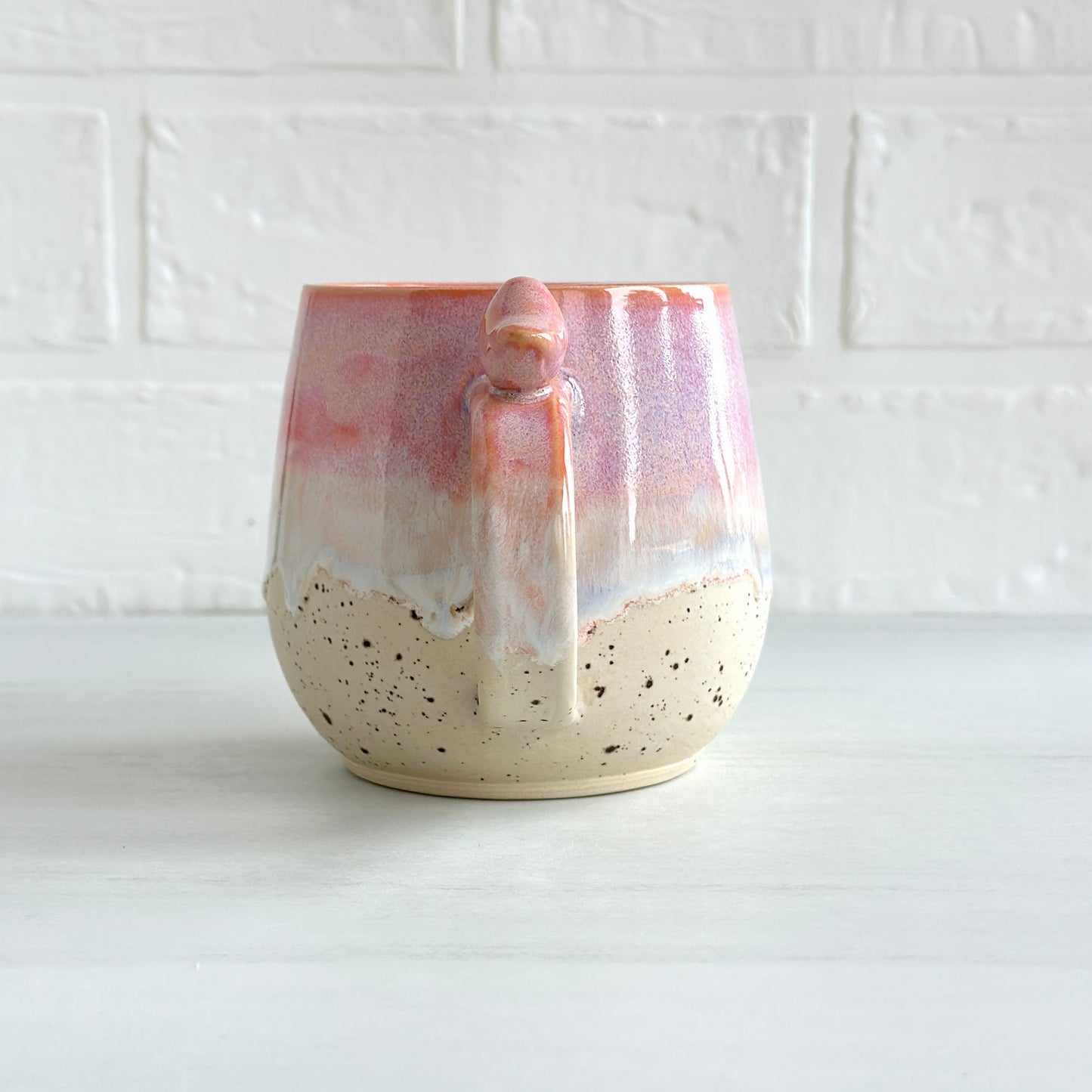 Zen Bird Mug,  Sand & Sea in Sunrise Peach Orange, 15oz #19