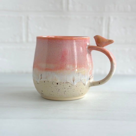 Zen Bird Mug,  Sand & Sea in Sunrise Peach Orange, 15oz #20