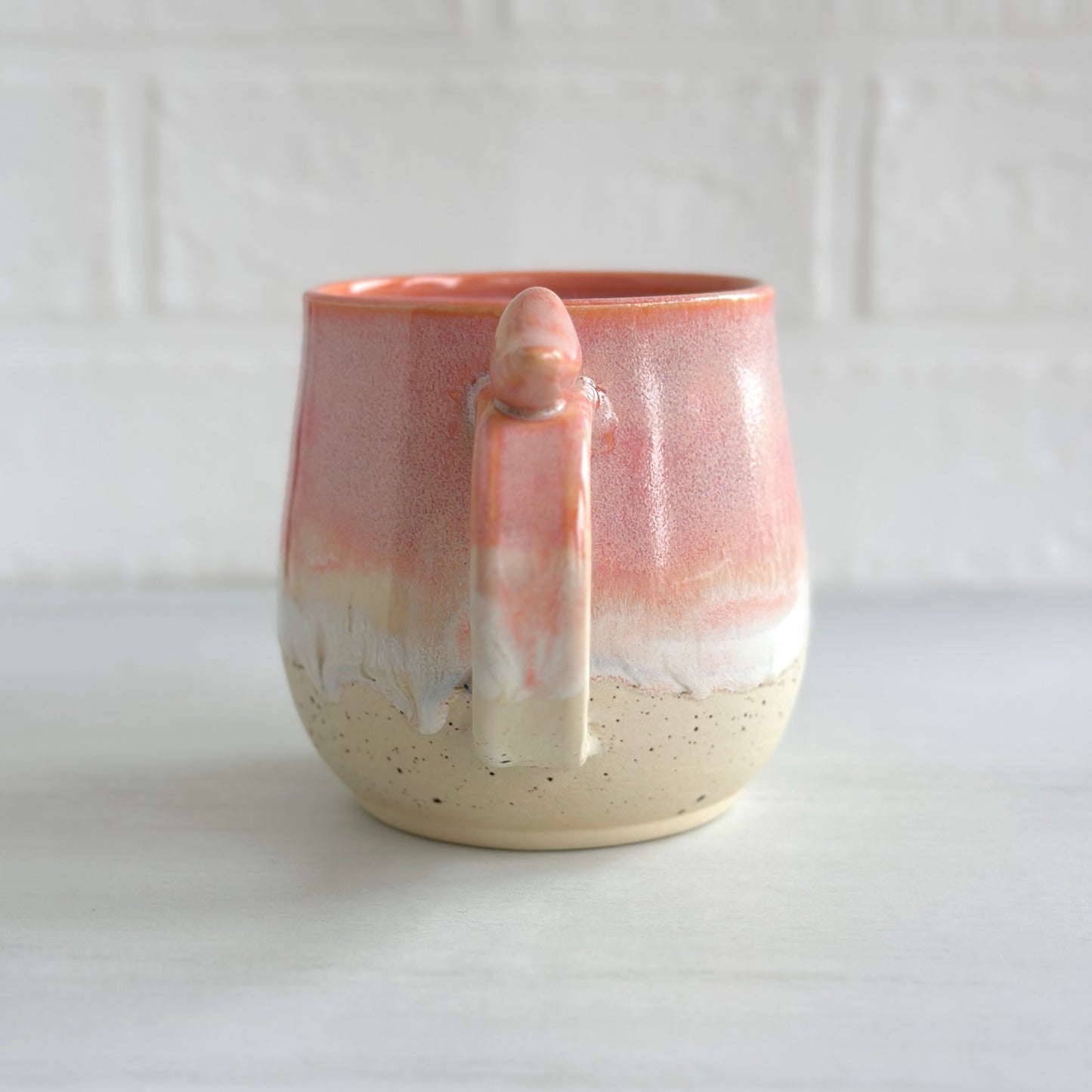 Zen Bird Mug,  Sand & Sea in Sunrise Peach Orange, 15oz #20