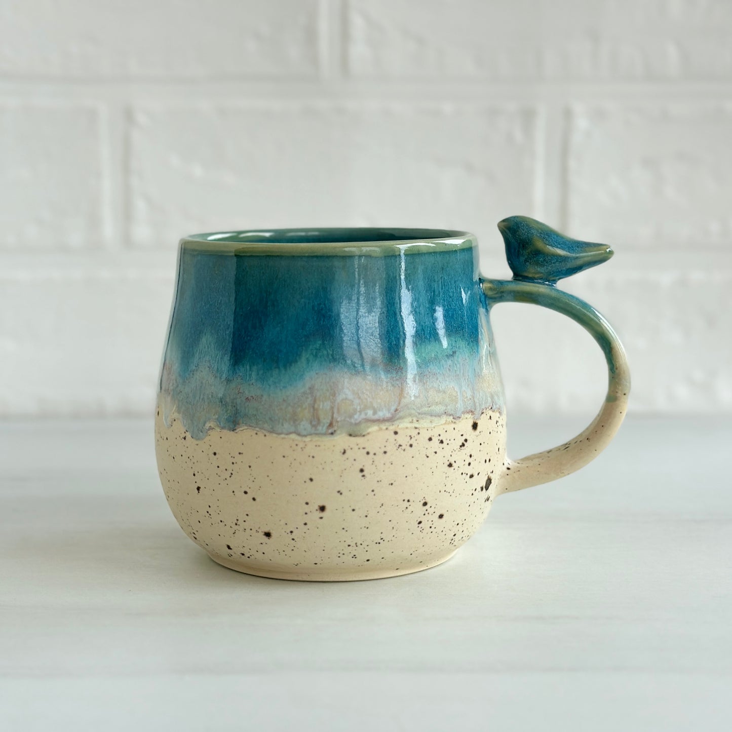 Zen Bird Mug,  Sand & Sea in Ocean Blue, 16oz  #06