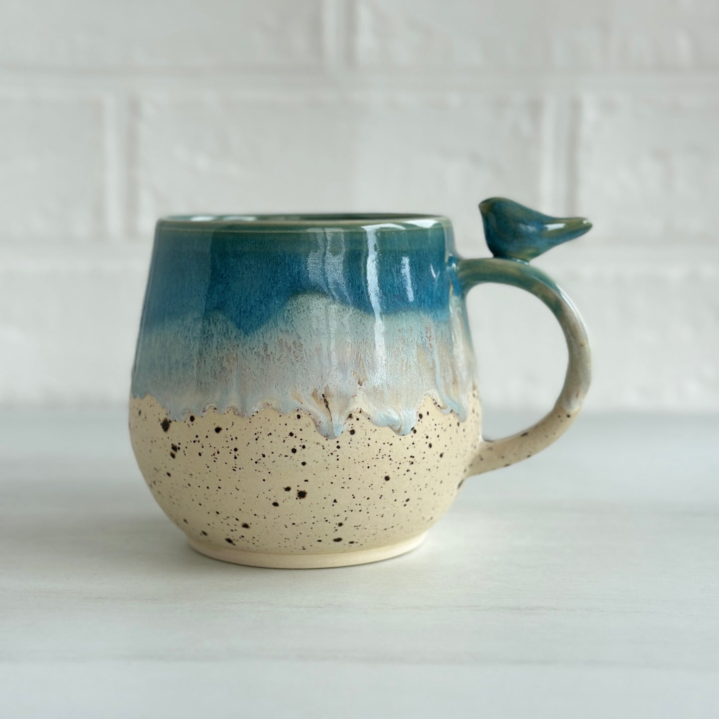 Zen Bird Mug,  Sand & Sea in Ocean Blue, 14oz  #07