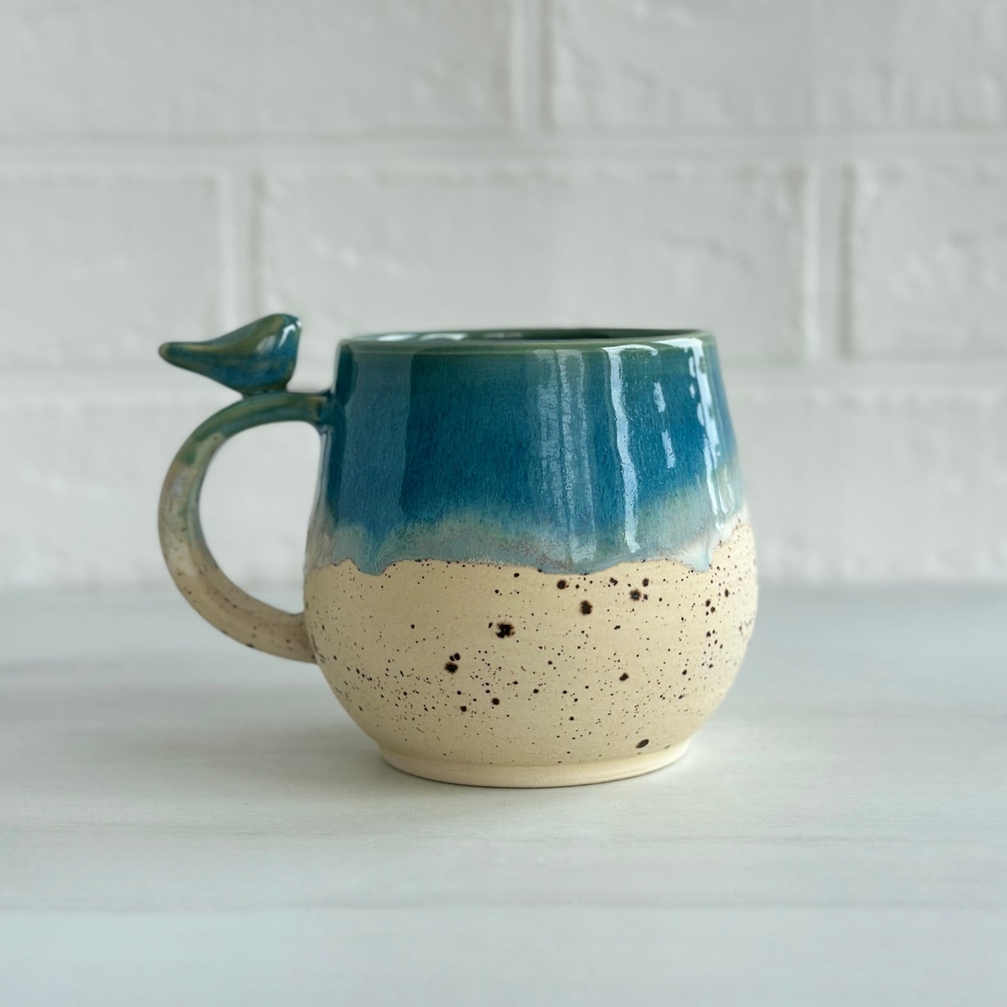 Zen Bird Mug,  Sand & Sea in Ocean Blue, 14oz  #07