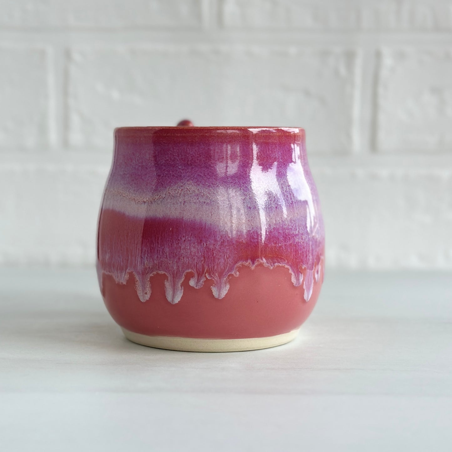 Zen Bird Mug, Glazed in Strawberry Smoothie Pink, 14oz #12
