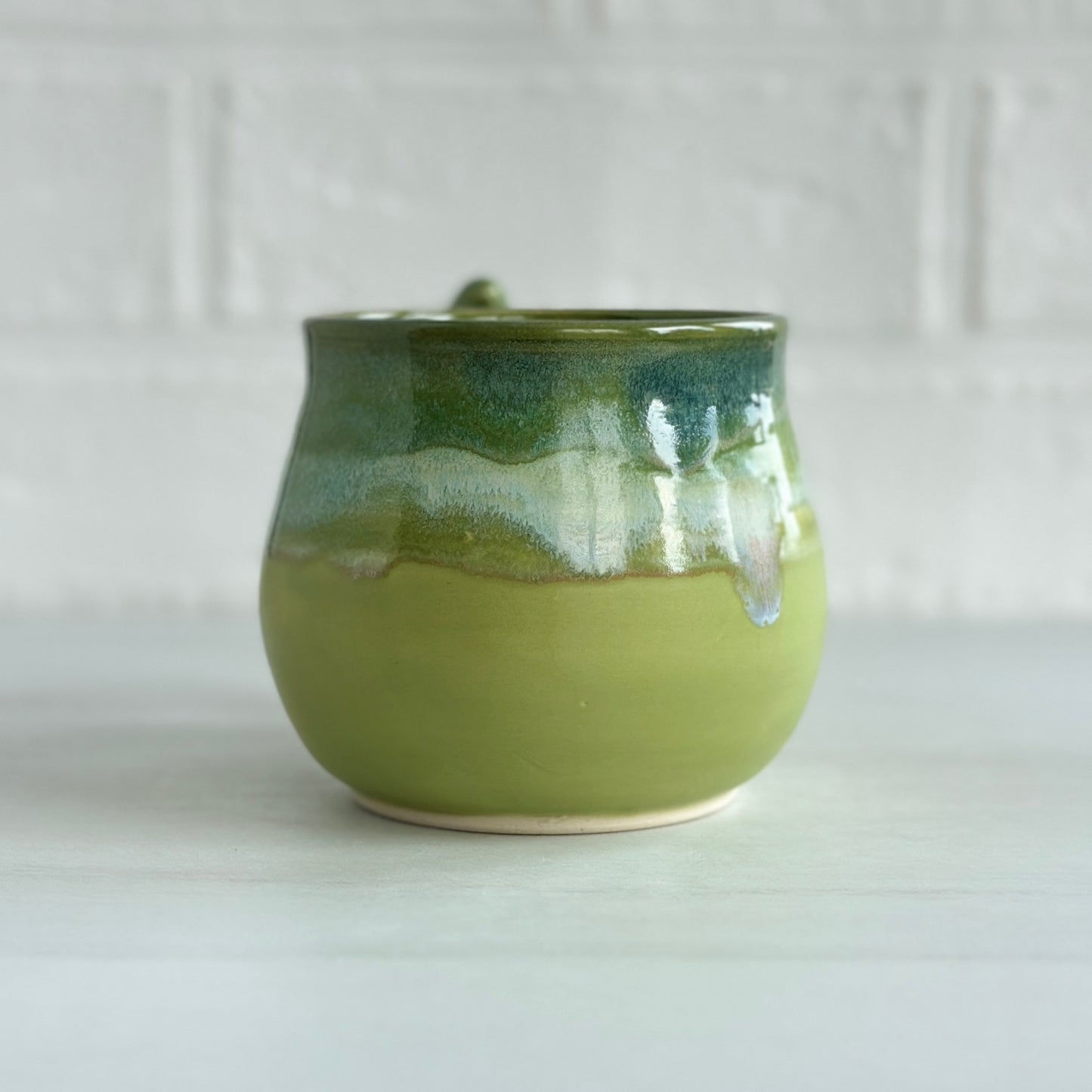 Zen Bird Mug, Glazed in Green Tea Medley, 14oz