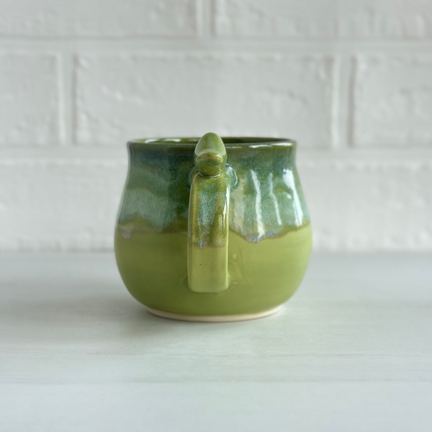Zen Bird Mug, Glazed in Green Tea Medley, 14oz