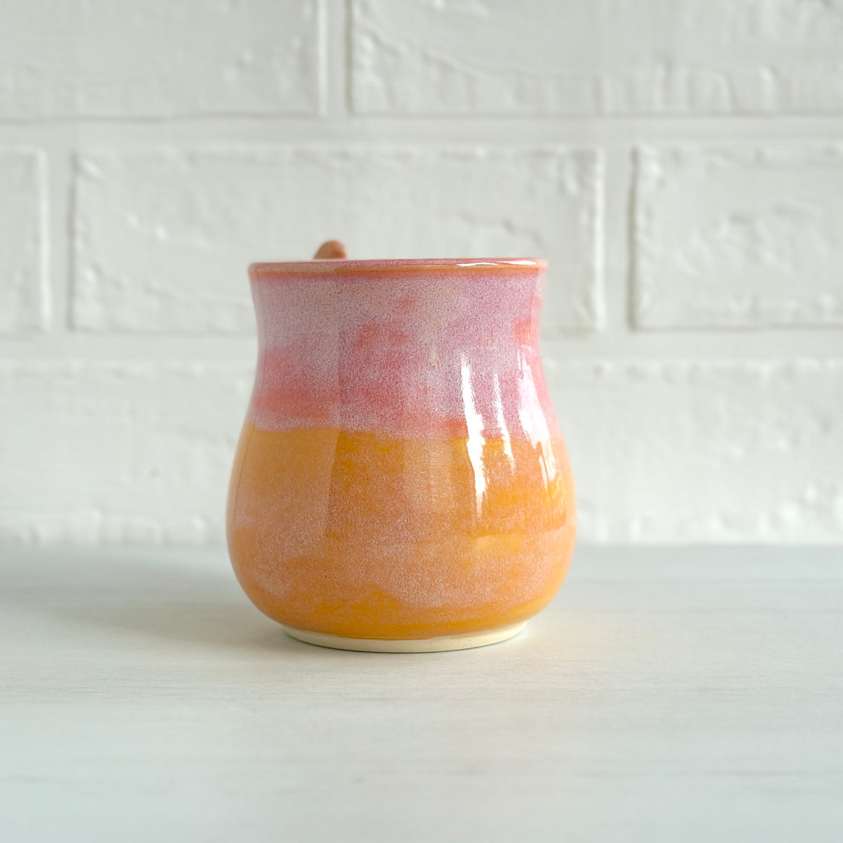 Zen Bird Mug, Glazed in Peach and Orange