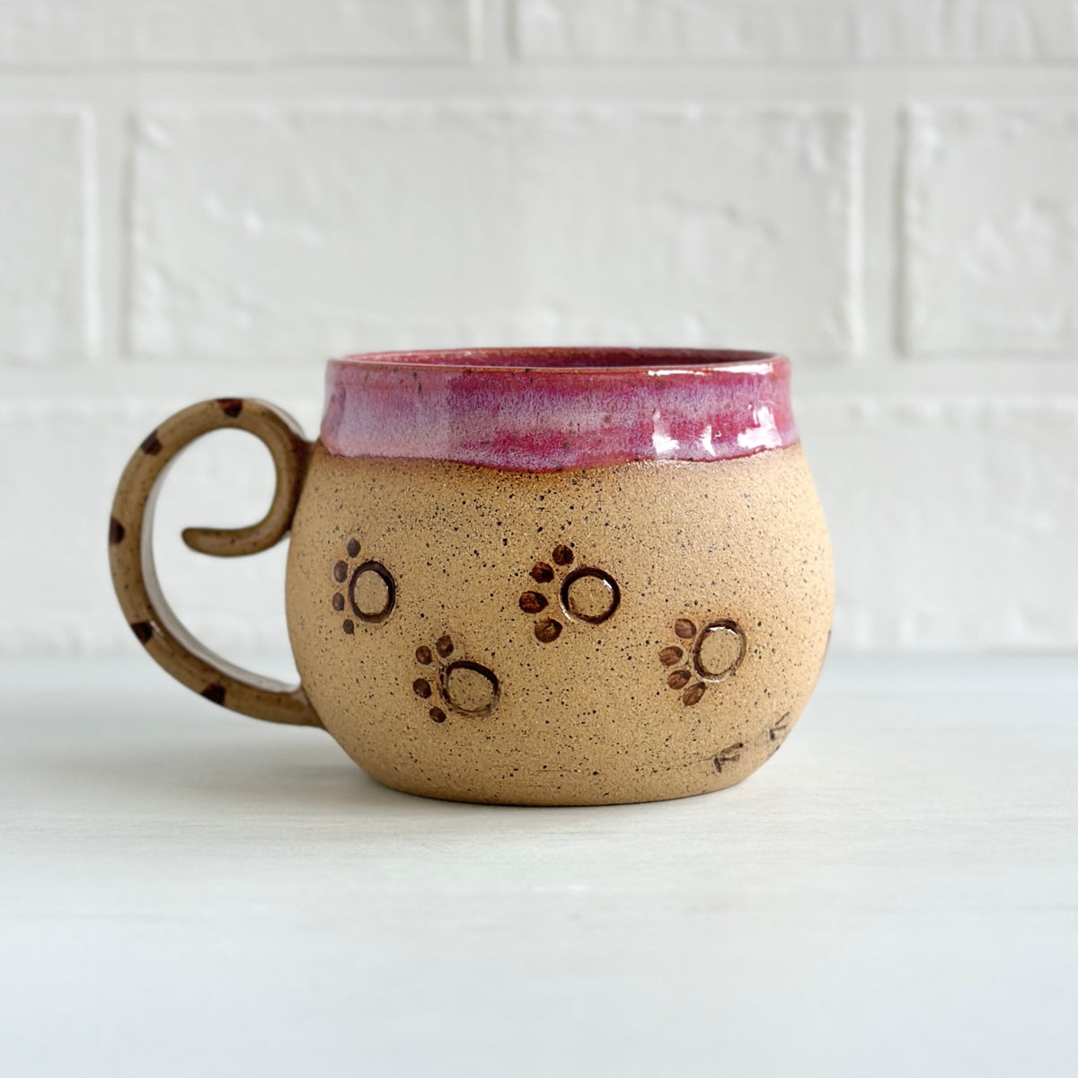 Sleepy Cat Mug, Stripe Kitty and Birdie, Pink #3