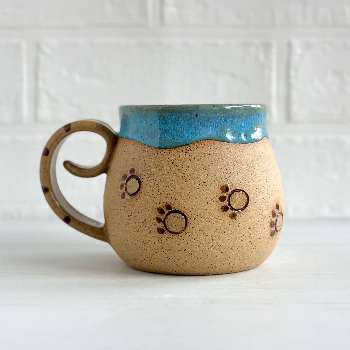 Sleepy Cat Mug, Stripe Kitty, Light Blue #4