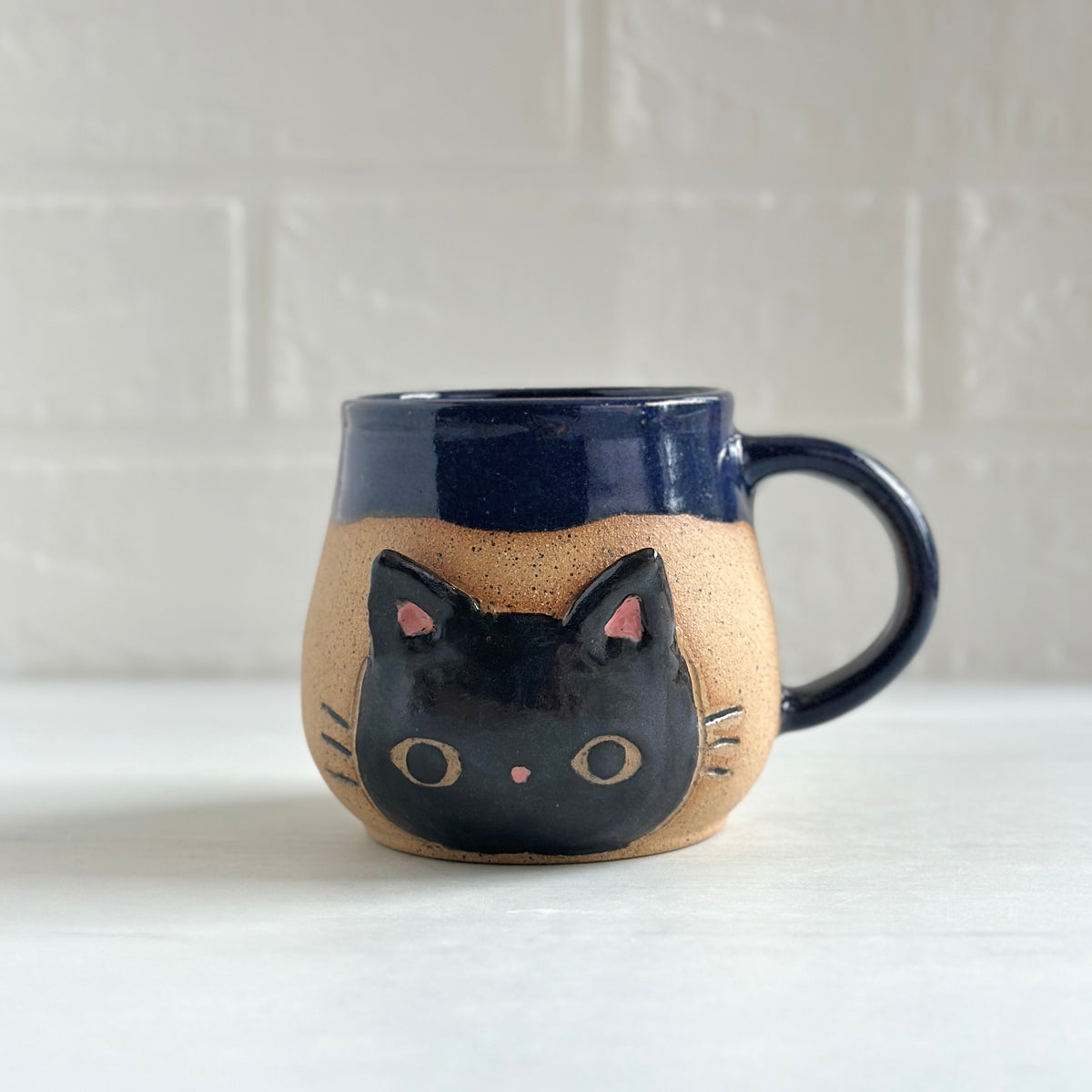 Speckled Clay Black Kitty Mug, Royal Blue #11
