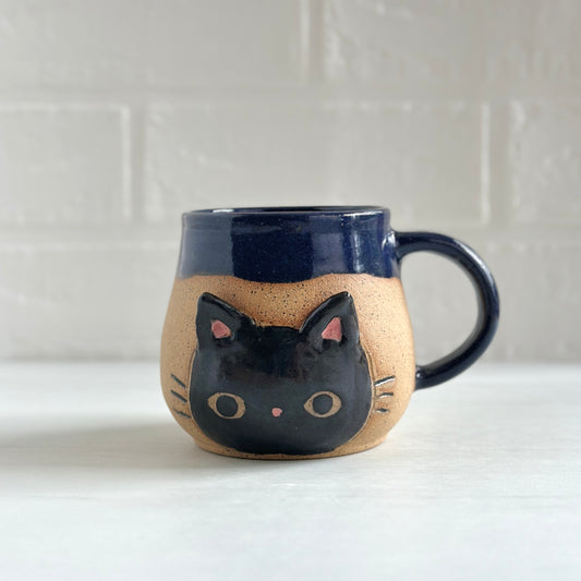 Speckled Clay Black Kitty Mug, Royal Blue #11