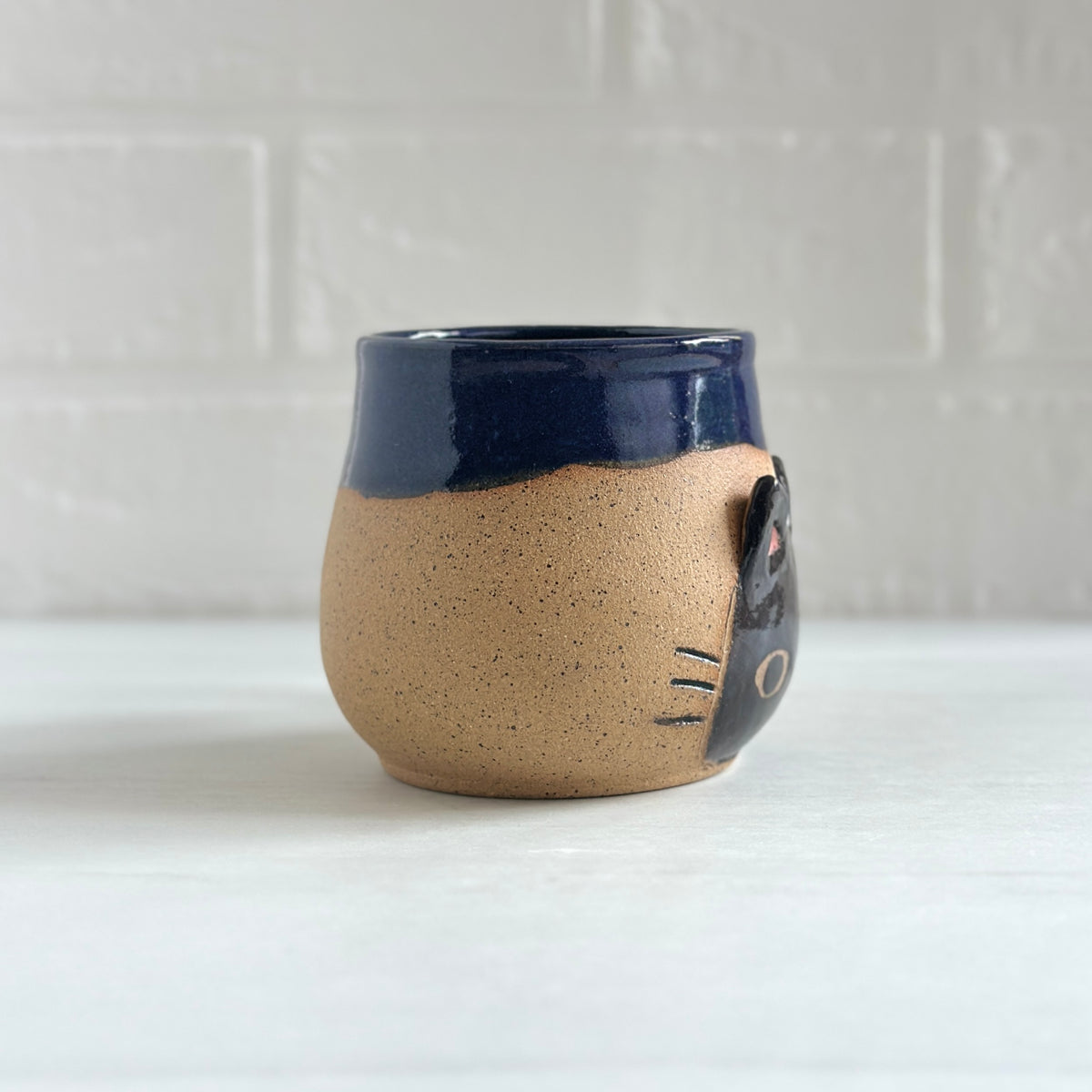 Speckled Clay Black Kitty Mug, Royal Blue #11