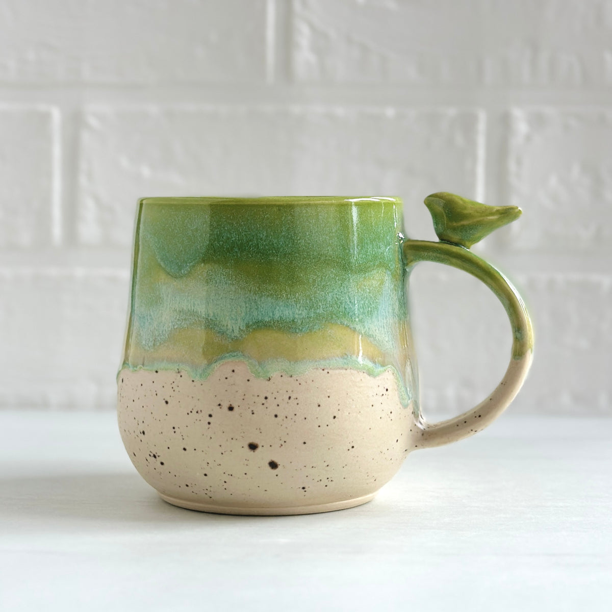 Zen Bird Mug,  Sand & Sea in Sea Green, 16oz  #13