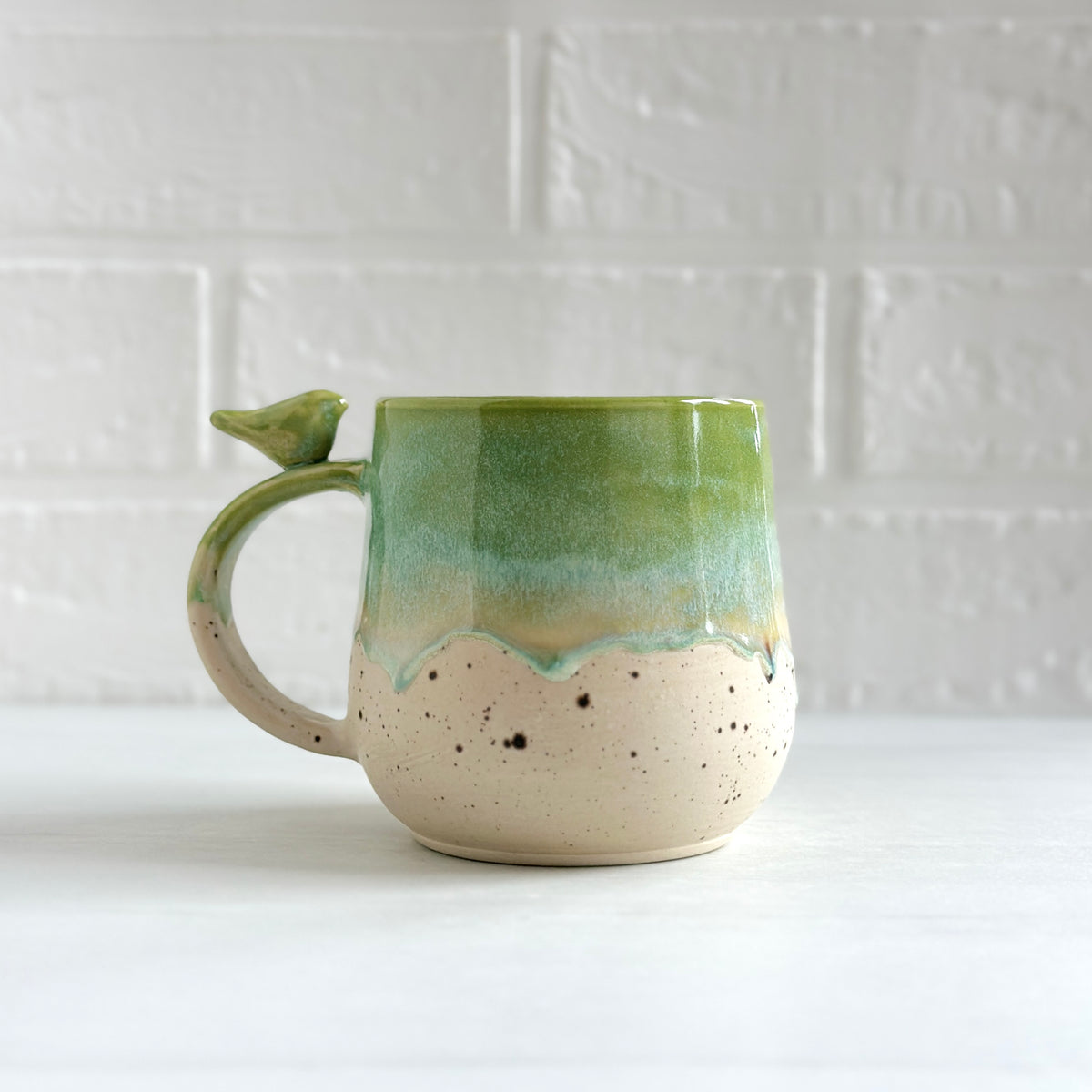 Zen Bird Mug,  Sand & Sea in Sea Green, 16oz  #13