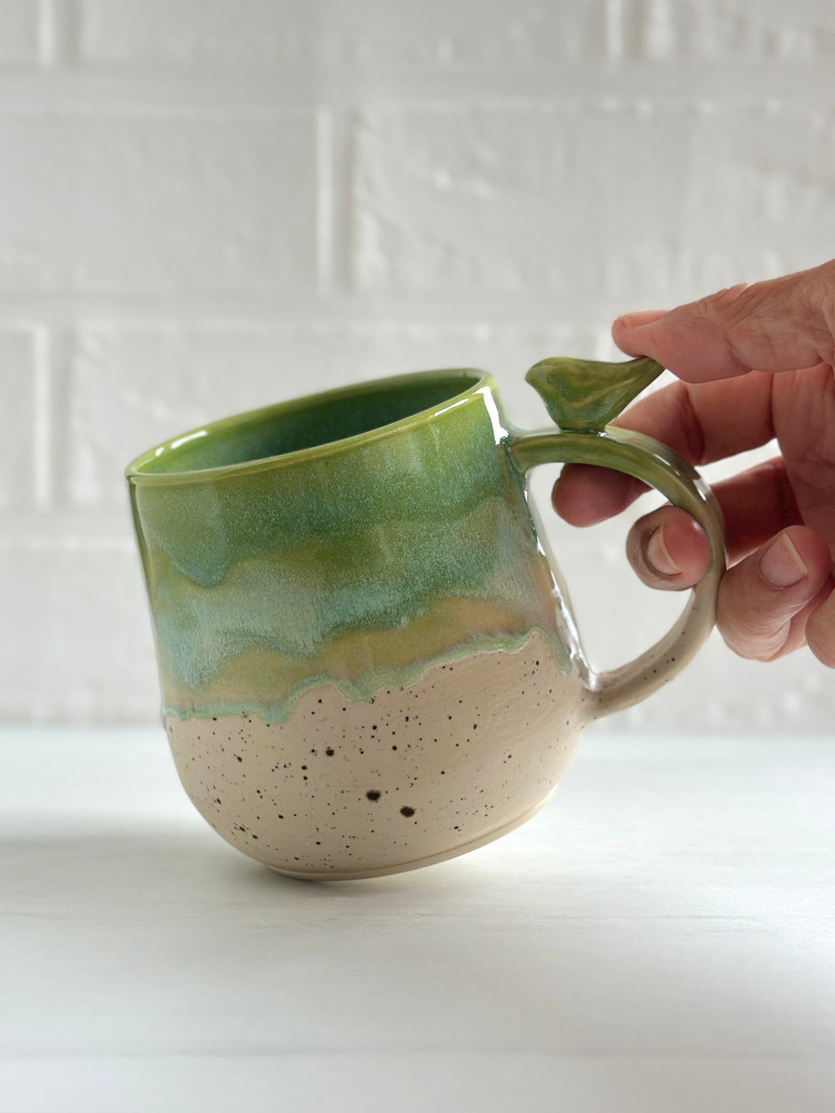 Zen Bird Mug,  Sand & Sea in Sea Green, 16oz  #13