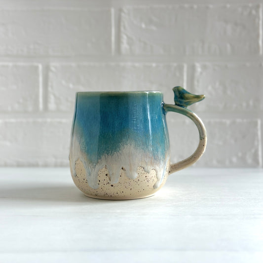 Zen Bird Mug,  Sand & Sea in Ocean Blue  #15