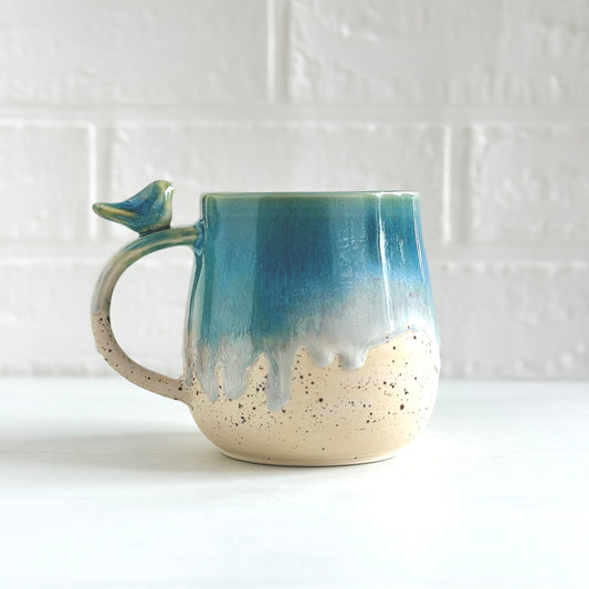 Zen Bird Mug,  Sand & Sea in Ocean Blue  #15