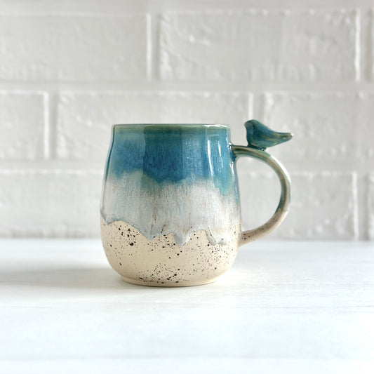 Zen Bird Mug,  Sand & Sea in Ocean Blue  #16