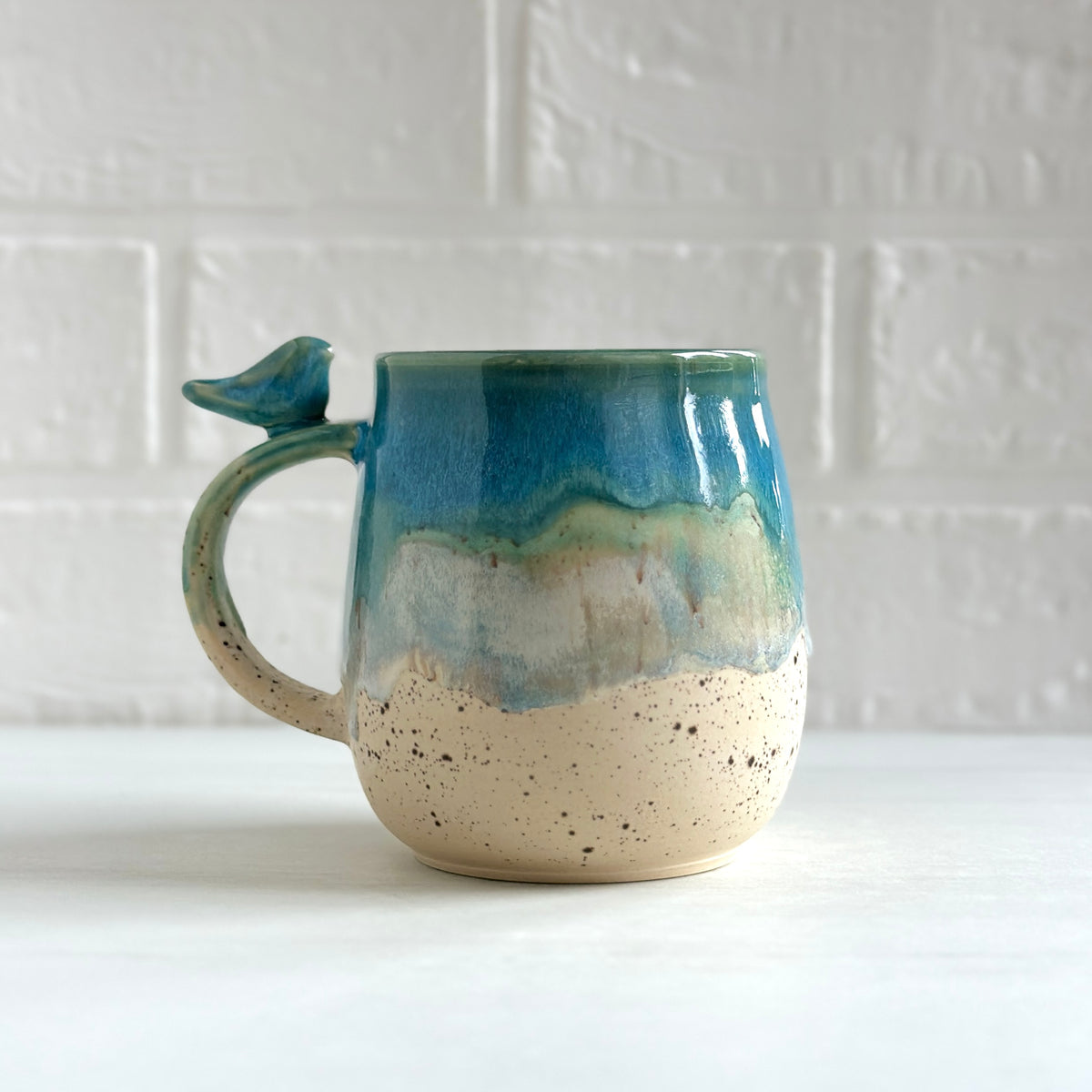 Zen Bird Mug,  Sand & Sea in Ocean Blue  #16