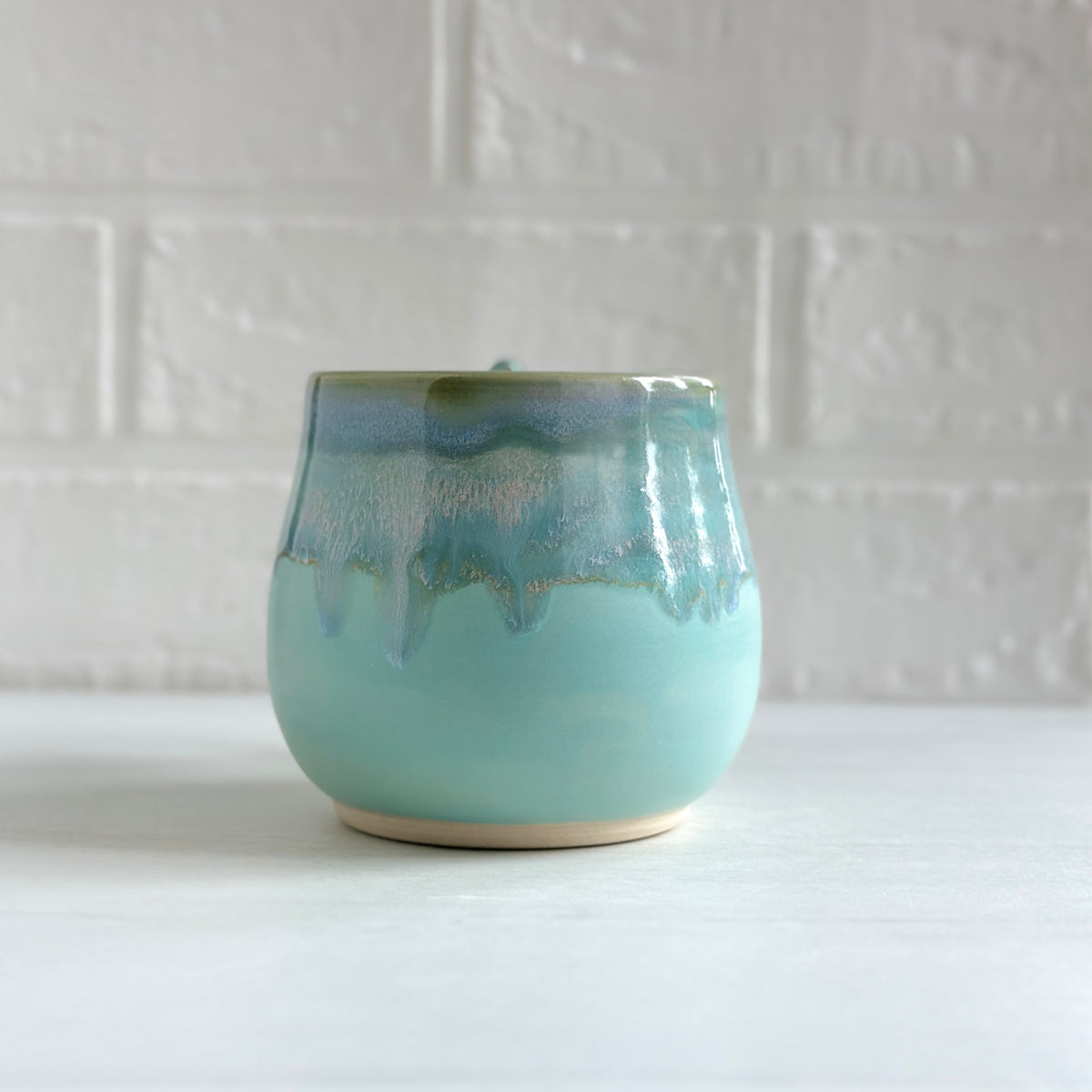 Zen Bird Mug, Glazed in Aqua Blue-green  #20