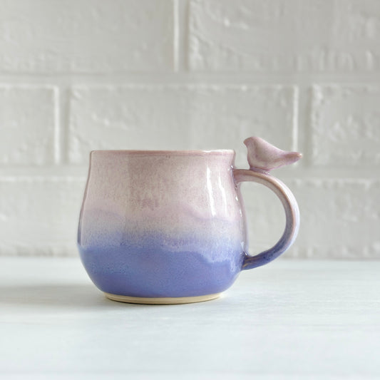 Zen Bird Mug, Sakura Pink and Lavender Purple #22