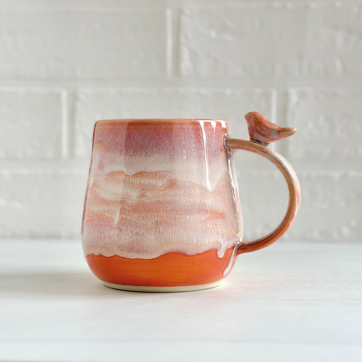 Zen Bird Mug, Tropical Sunset Orange  #23