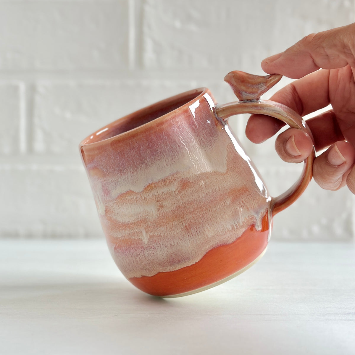 Zen Bird Mug, Tropical Sunset Orange  #23