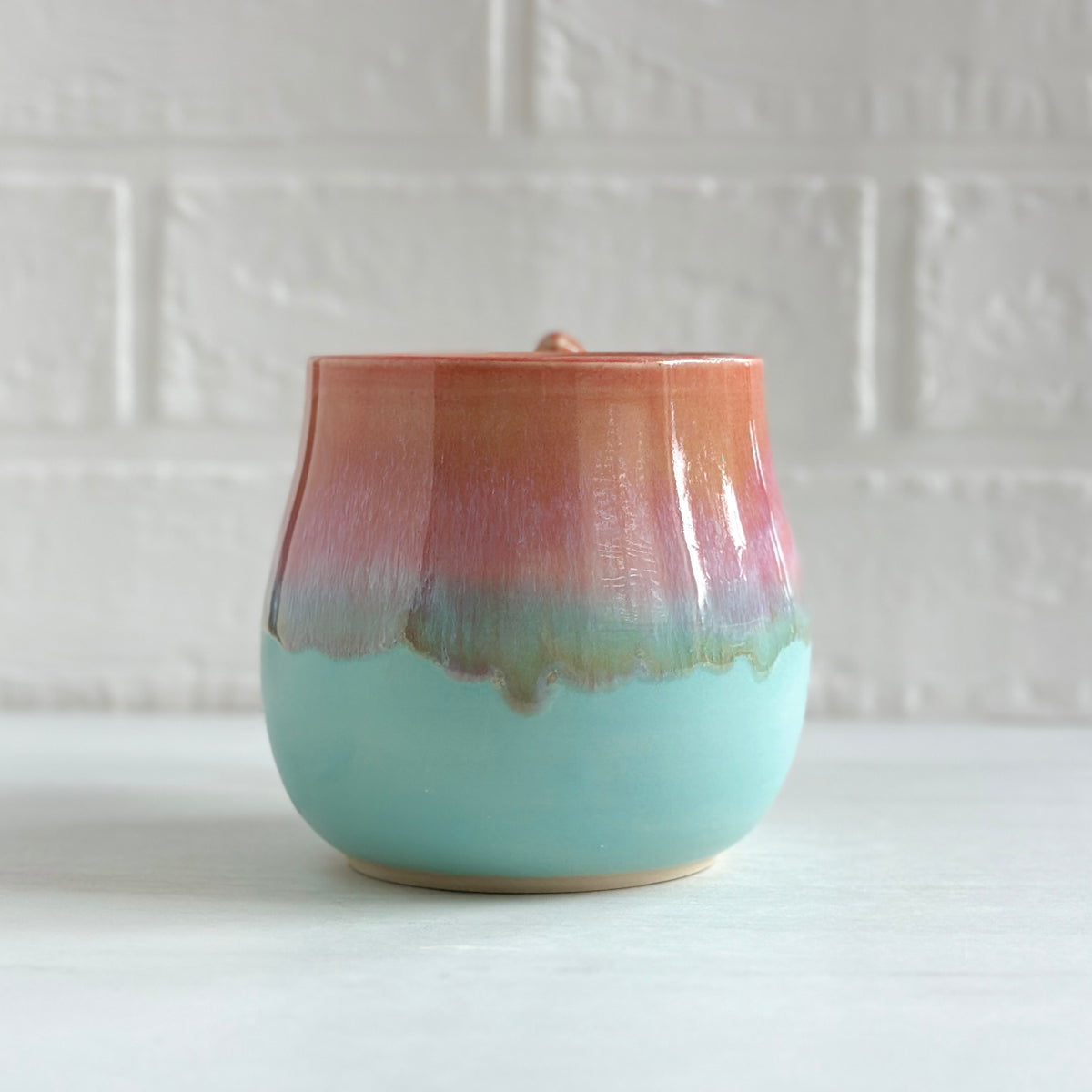 Zen Bird Mug, Orange and Mint  #24