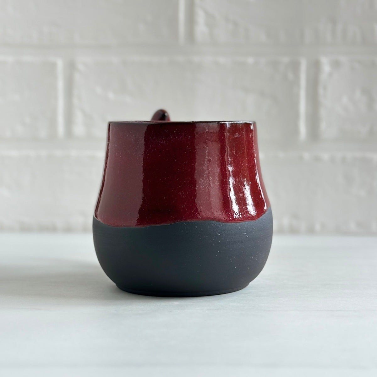 Zen Bird Mug, Black Clay Beauty, Red Cherry Glaze #25