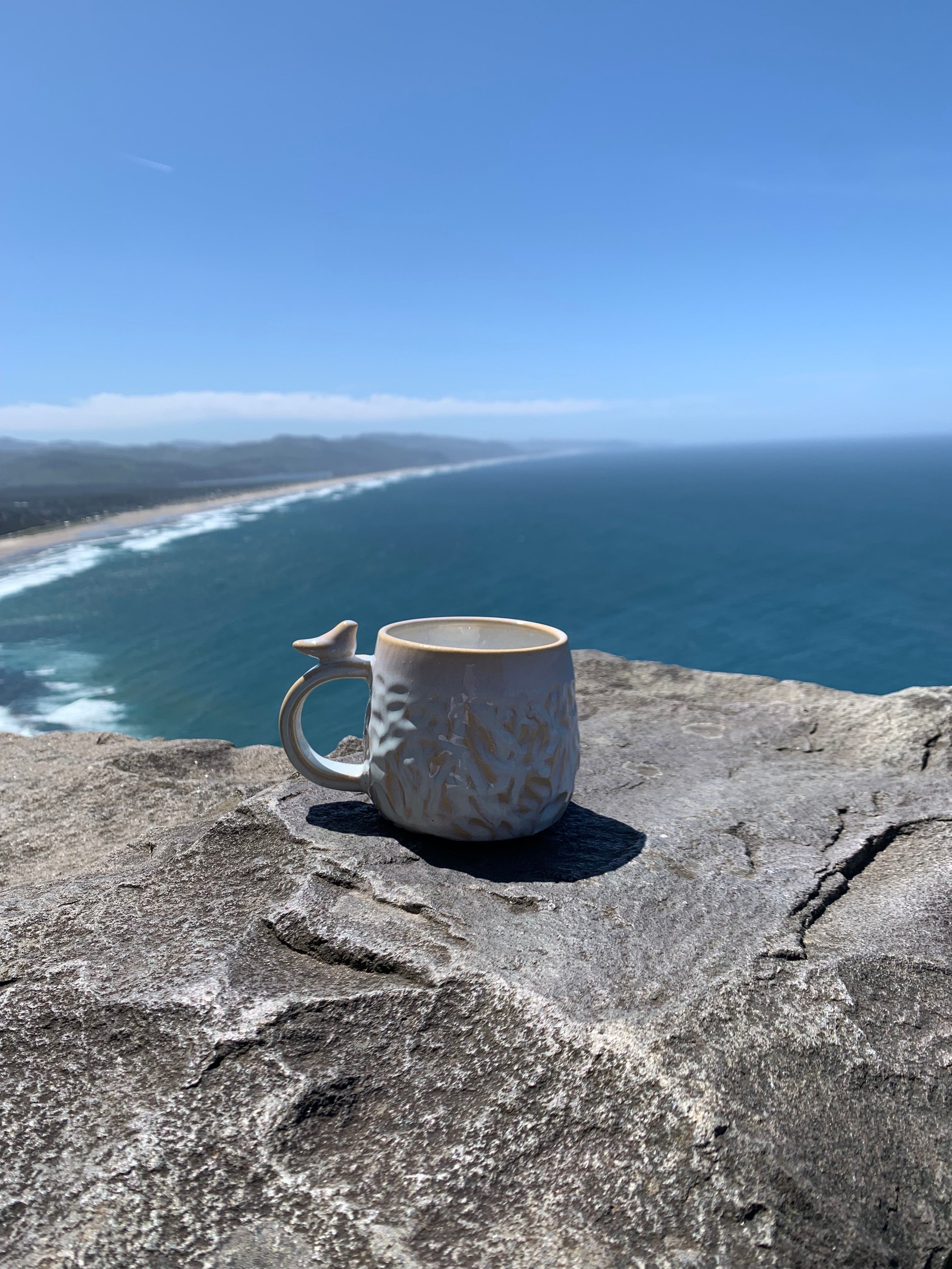 Zen Bird Mug on the Pacific Coast by Mina Yuzu Pottery